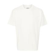 Hvit Bomull Jersey Crew Neck T-skjorte