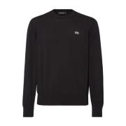 Svart Crew Neck Sweater med Logo