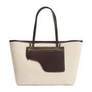 Klassisk Canvas Tote Bag - Ecru/Walnut