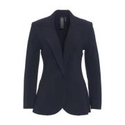 Blå Enkeltspent Blazer Chic Stil