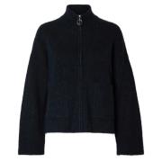 Blå Selected Femme Marineblå Ull Cardigan Slfsia Ras Ls Knit Zipper Ja...