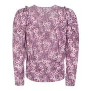 Mauve Grafisk Print Silkeblanding Genser