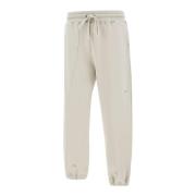 Beige Bomullsjogger med Broderte Logoer