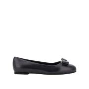 Sort skinn ballerina flats