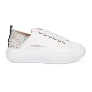 Wembley Hvite Rhinestone Hæl Sneakers