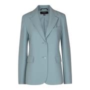 Gabardine Blazer med Revers og Polstrede Skuldre