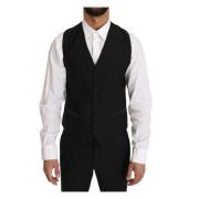 Elegant Formell Svart Slim Fit Vest