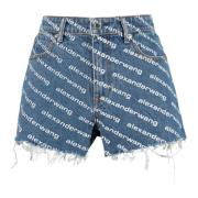 Logo Print Denim Shorts