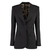 Pinstripe Blazer med Leopard Print Fôr