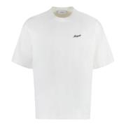 Bomull Crew-neck T-skjorte Ribbet Hals