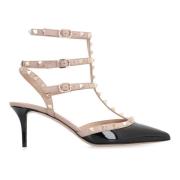 Rockstud Patent Skinn Slingback Pumps