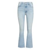 Faded Denim Ankle Fray Jeans