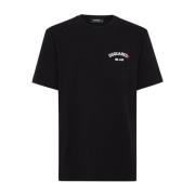 Svart Logo Print Crew Neck T-skjorte