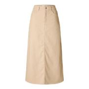 Stripete Maxi Skjørt - Beige Ecru