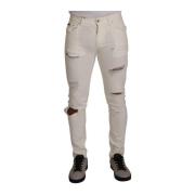 Elegant hvit Skinny Denim Jeans