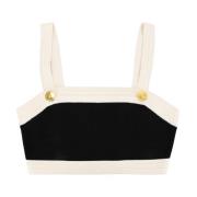 Gullknapp Strikket Crop Top