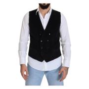 Elegant Svart Dobbeltspent Kjole Vest