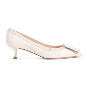 Nude Skinn Pumps Elegante Hæler