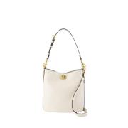 Preget Kalveskinn Crossbody Veske Beige