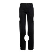 Sort Meteor Cut-Out Straight Leg Jeans