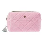 Terry Quilted Make-Up Pung Stor Bubblegum Rosa W/Milieu Grønn