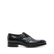 Blå Lær Monk Strap Sko