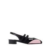 Svart skinn slingback pumper