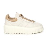 Beige Skinn Sneakers med EVA Såle