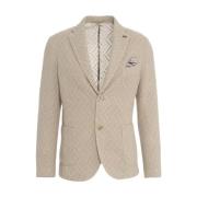 Elegant Beige Crochet-Look Blazer