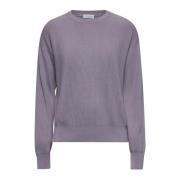 Lilla Ribbet Crewneck Genser med Monili Broderi