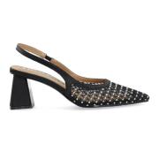 Rhinestone Mesh Slingback - Svart