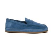 Blå Semsket Slip-On Loafers