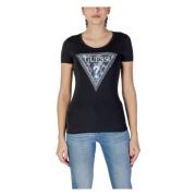 Svart Rhinestone Trekant Logo Tee