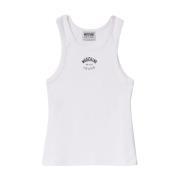 Hvit Ribbestrikket Tank Top med Logo