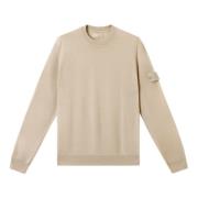 Beige Crew Neck Wool Sweater