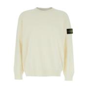 Hvit Crewneck Logo Patch Bomullsgenser