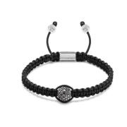 Men&#39;s Black String Bracelet with Black Diamond Bead