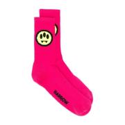 Fluo Rosa Sokker med Smiley Ansikt