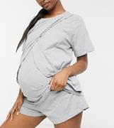 ASOS DESIGN Maternity mix & match jersey pyjama short in grey marl