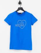 Love Moschino diamante logo t-shirt in blue