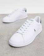 Polo Ralph Lauren heritage court perforated leather in white with Gree...