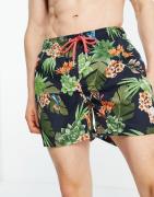GANT swim shorts in floral with small logo-Blue