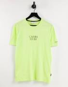 Calvin Klein shadow centre logo t-shirt in sunny lime yellow