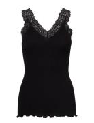 Organic Top W/ Lace Black Rosemunde