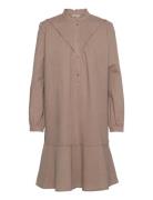 Dress In Blended Linen Brown Esprit Casual