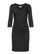 India V-Neck 3/4 Sl Black Kaffe