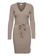 Viril Wrap L/S Knit Dress Beige Vila