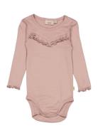 Body Rib Ruffle Ls Pink Wheat