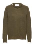 Slflulu Ls Knit O-Neck Noos Khaki Selected Femme