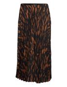 Abstract Print Pleated Skirt Brown Mango